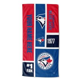 [Personalization Only] OFFICIAL MLB Colorblock Personalized Beach Towel - Blue Jays
